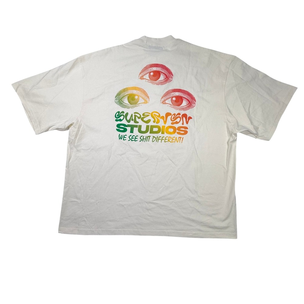 Supervsn Studios See Shit Different Graphic T-Shirt XXL Cream Streetwear Tee